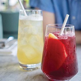 fruit drinks in edgy Tritan glasses