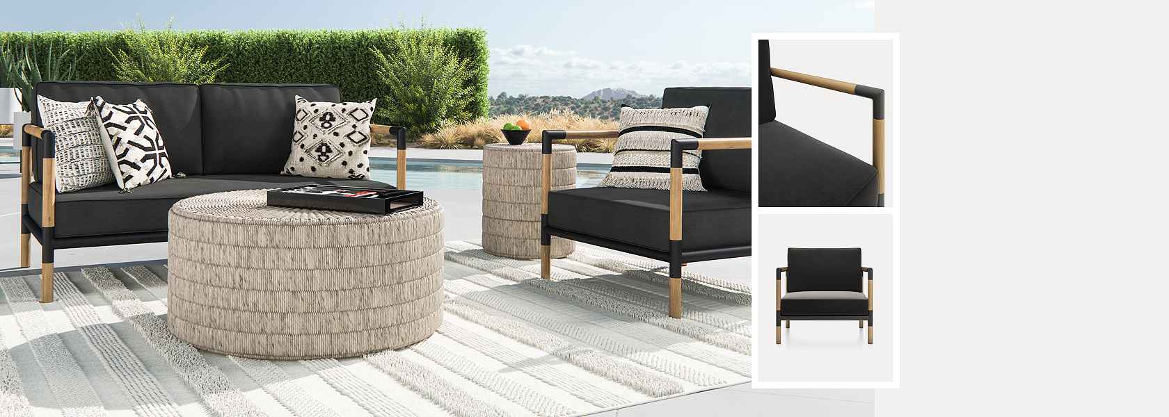 Barra Teak & Metal Outdoor Lounge Furniture Crate and Barrel