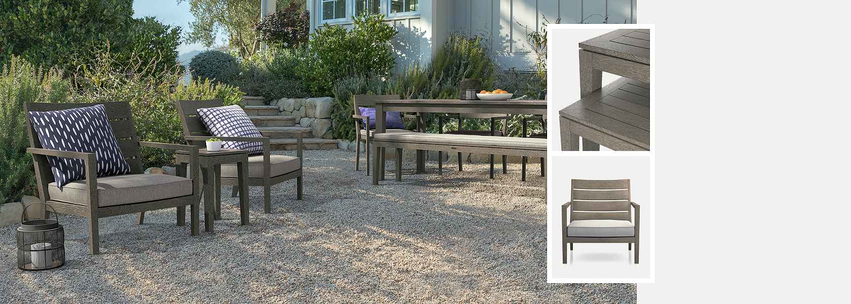 Regatta Grey Teak Outdoor Lounge Furniture Crate and Barrel