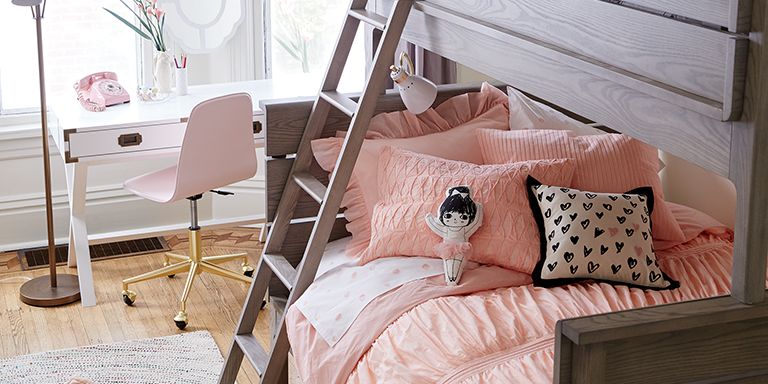 girly bunk beds with stairs