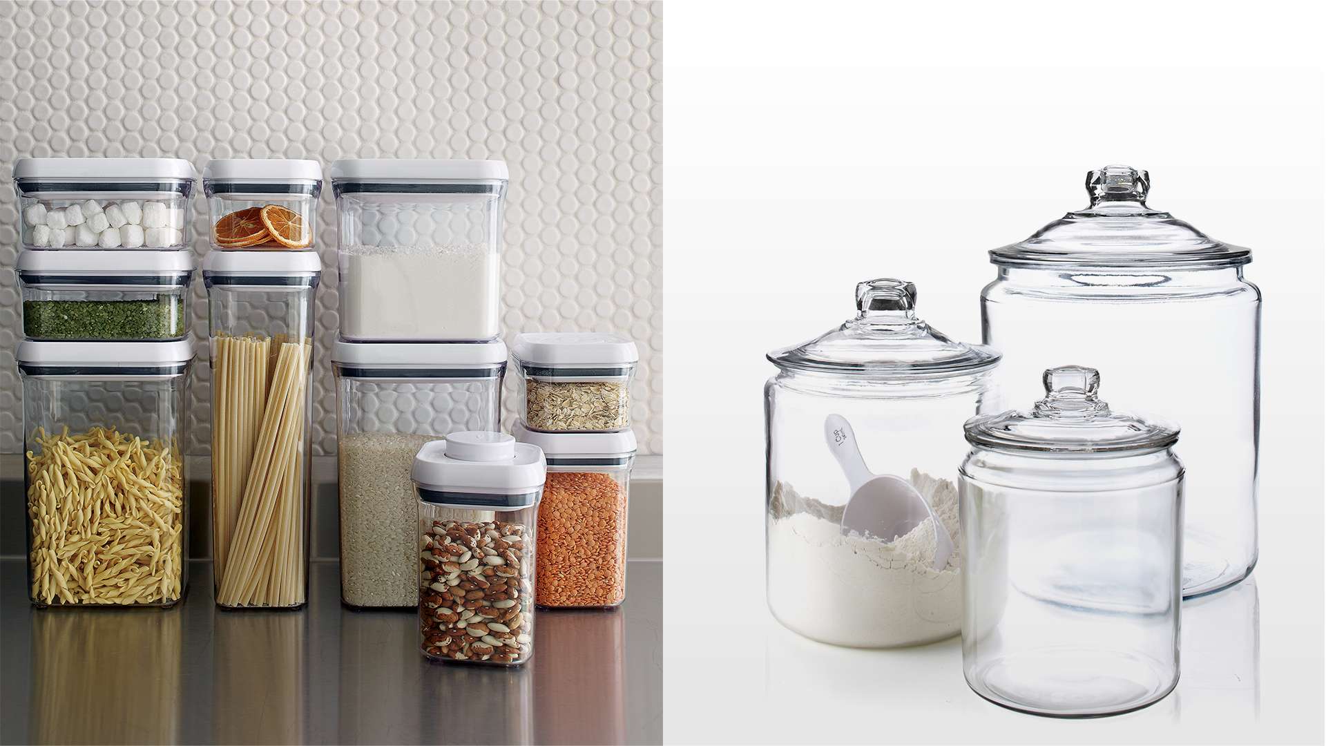 OXO Pop Container Set and Heritage Hill Glass Jars