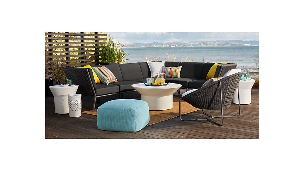Morocco Charcoal Oval Loveseat With Cushion Crate And Barrel Morocco Charcoal Oval Loveseat With Cushion