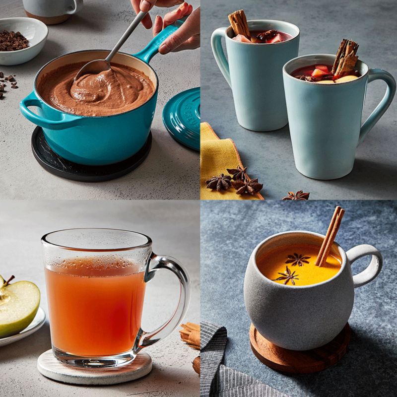 Hot drinks in mugs
