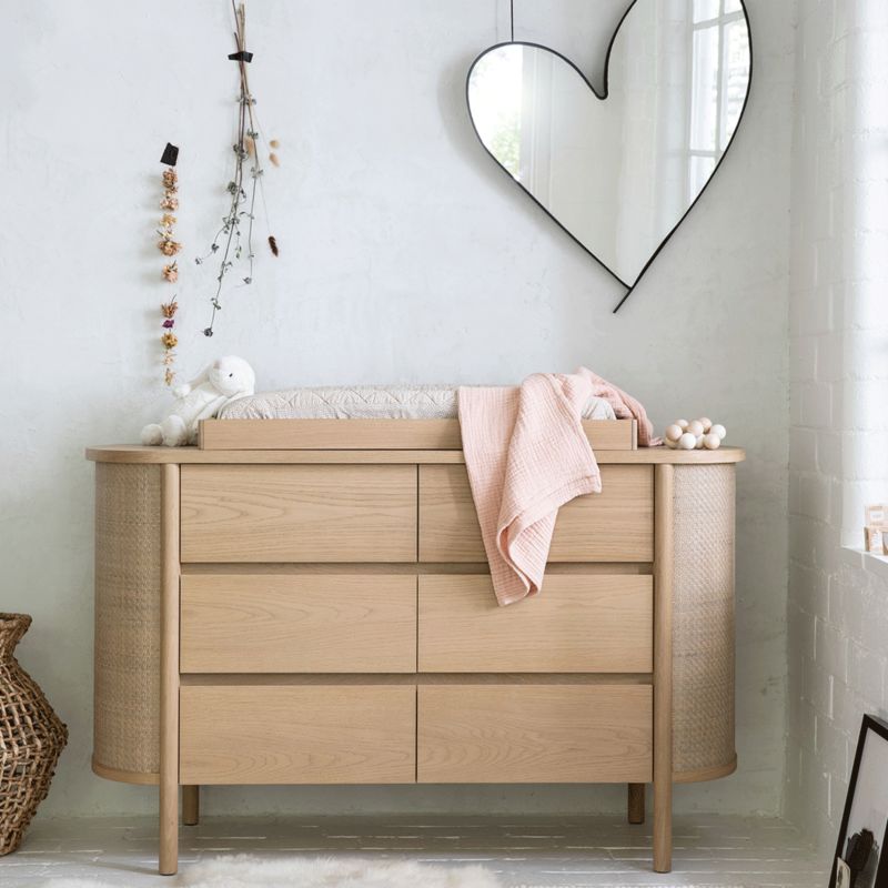 Heart mirror and dresser with changing table top from Leanne Ford collection