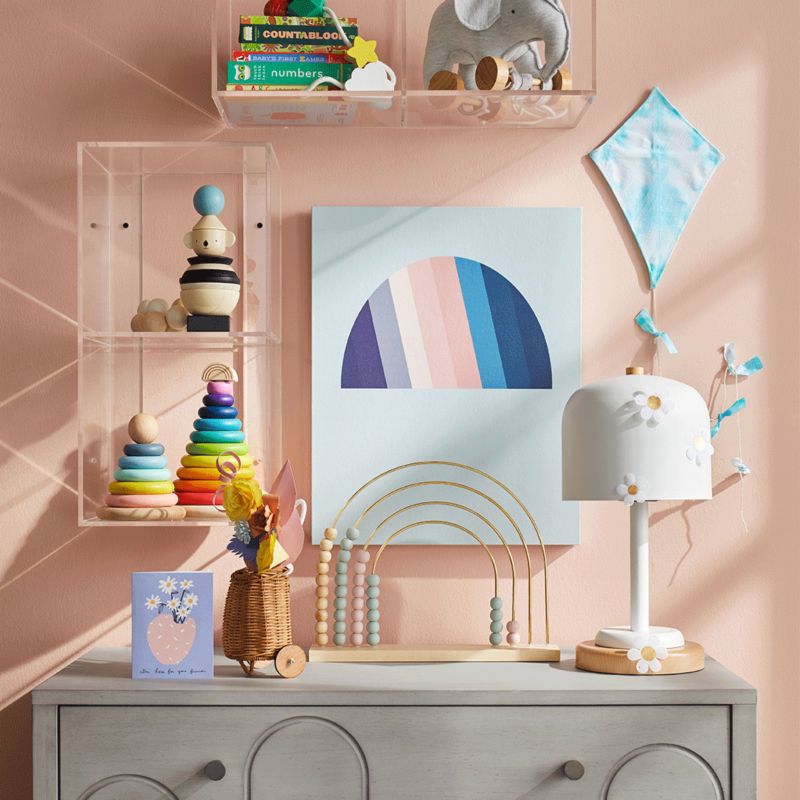 Kids Acrylic shelving above Wren dresser