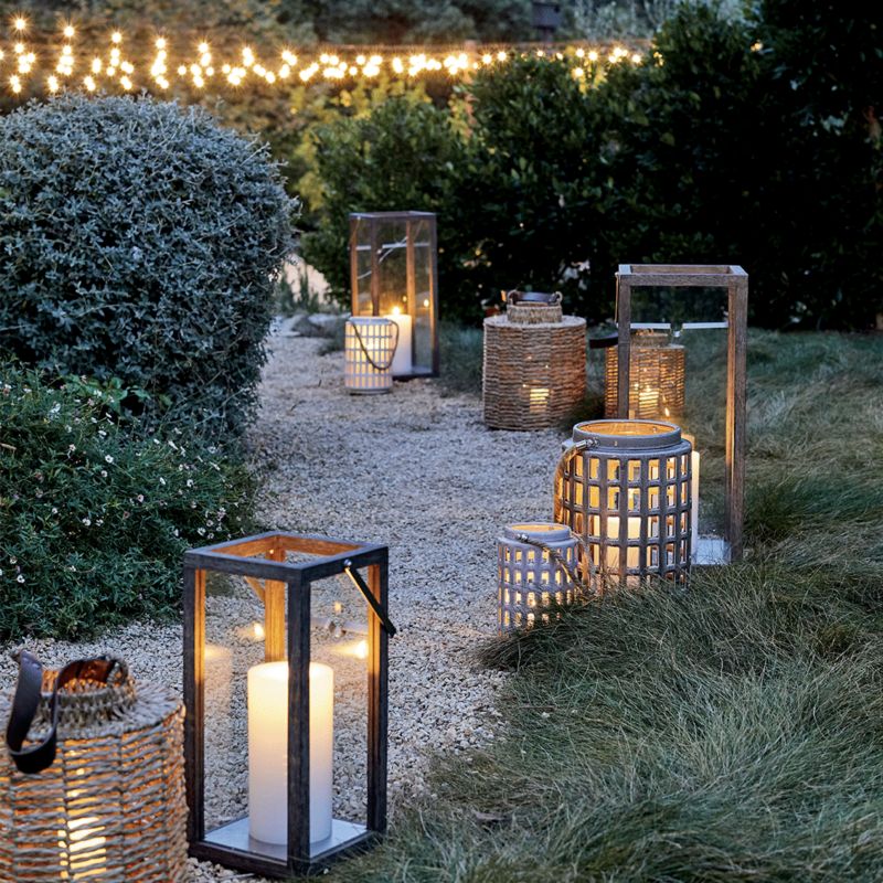Outdoor path with lanterns
