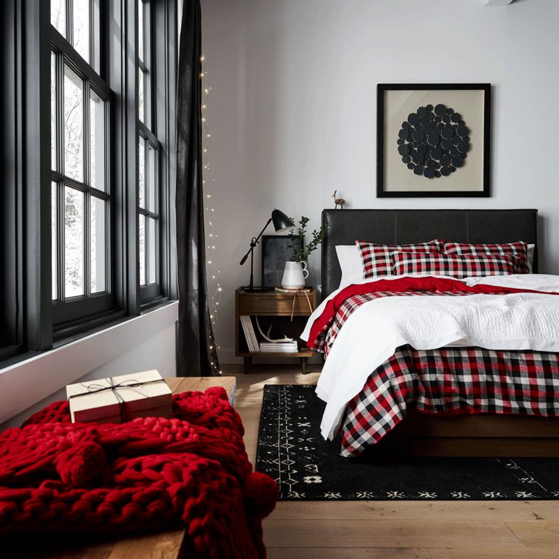 Red plaid holiday bedding decor