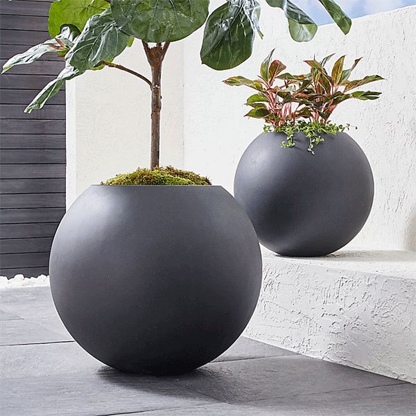 Dark grey sphere planters 