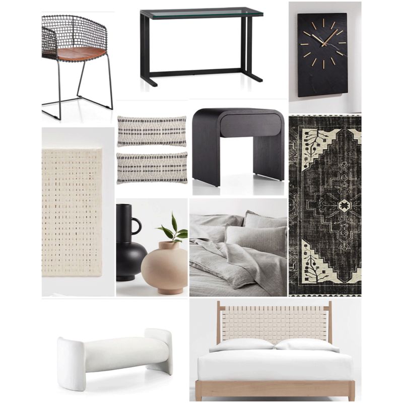 Mood board featuring products used in design