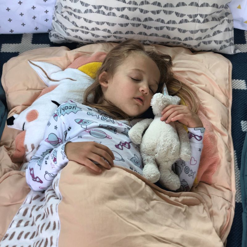 Girl sleeping in sleeping bag