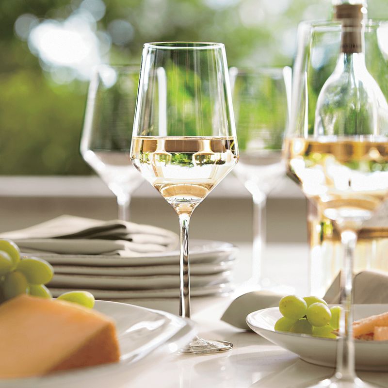 Wine glasses on an outdoor table