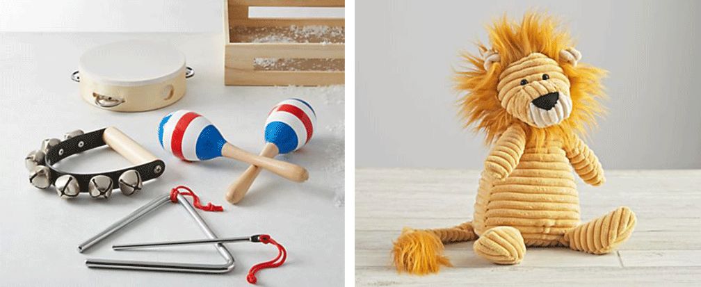 Children's musical instruments, lion stuffed animal
