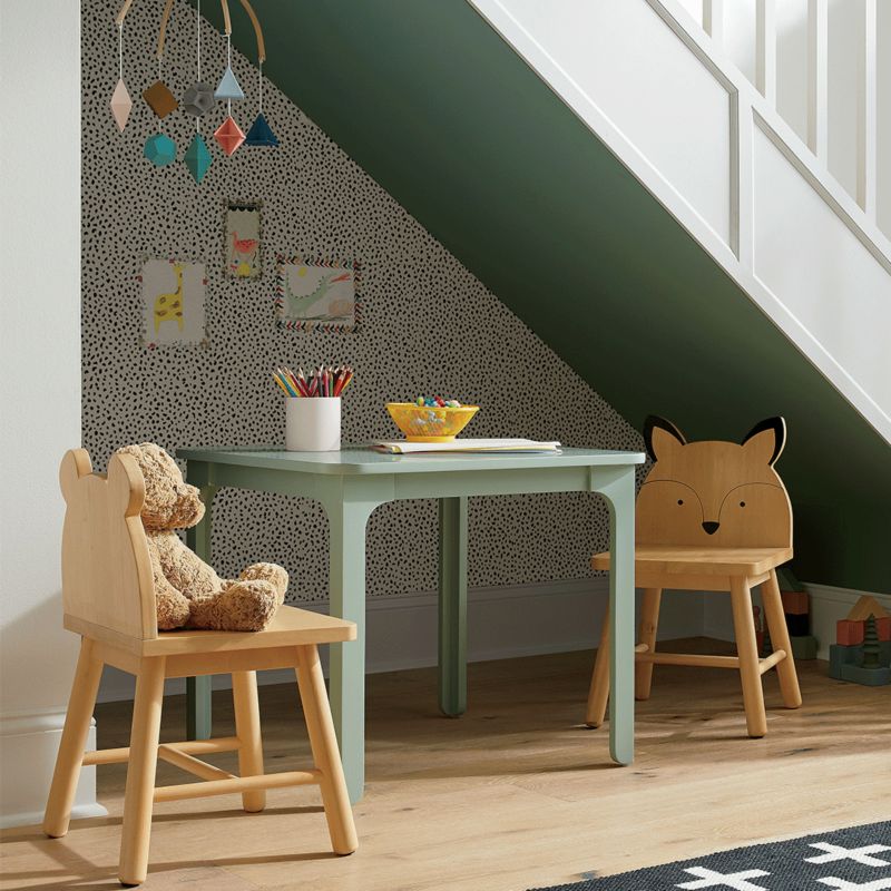 Kids mint play table with fox and bear chairs