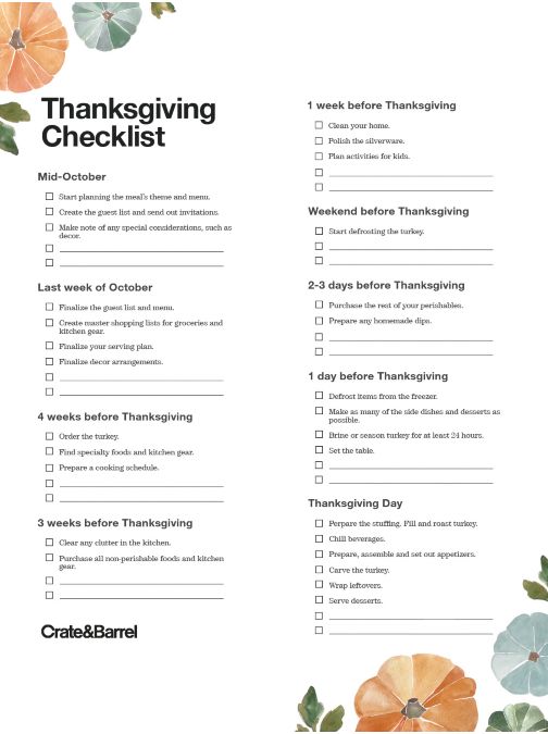 Thanksgiving Prep Checklist: A Complete Guide | Crate and Barrel
