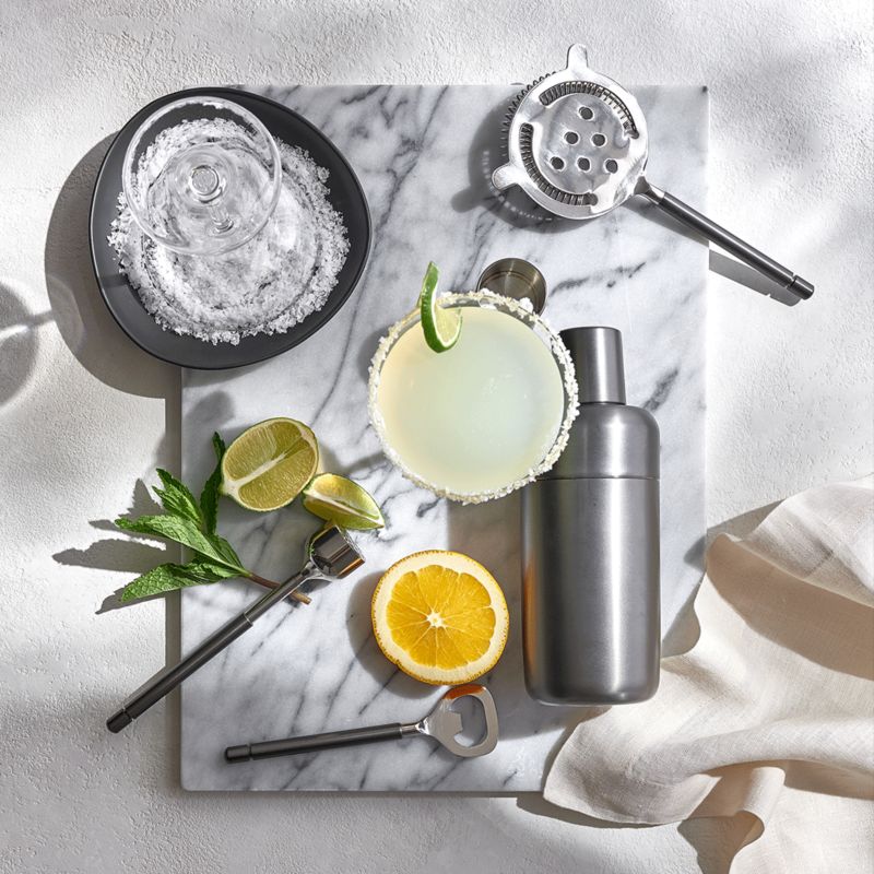 Barware tools on marble tray