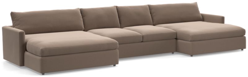 Lounge II 3Piece Double Chaise Sectional Sofa + Reviews Crate and Barrel