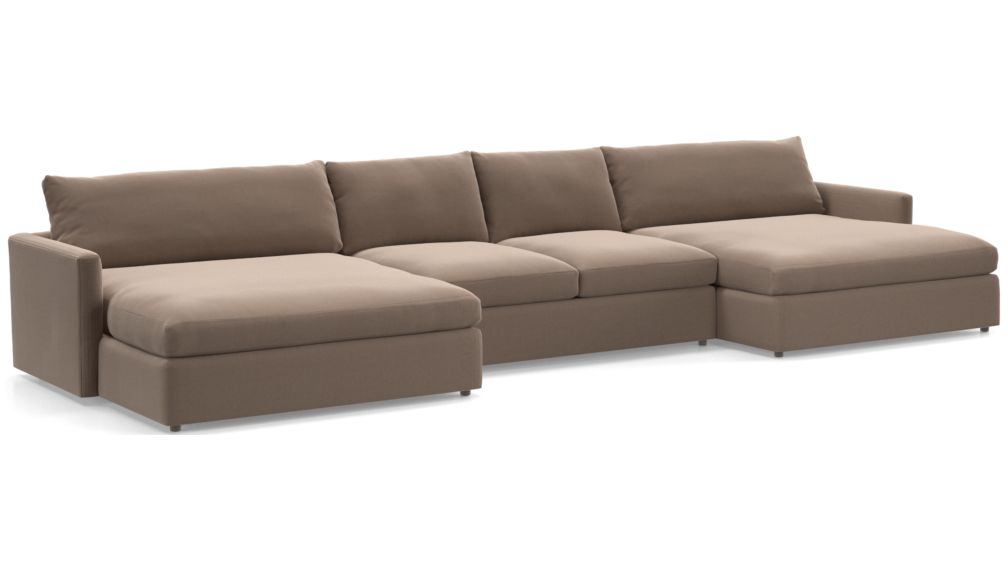 Lounge II 3Piece Double Chaise Sectional Sofa + Reviews Crate and Barrel