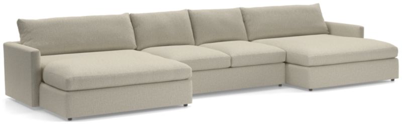 Lounge II 3Piece Double Chaise Sectional Sofa + Reviews Crate and Barrel