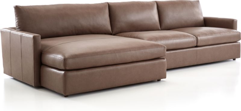 Lounge Ii Petite Leather 2 Piece Left Arm Double Chaise Sectional