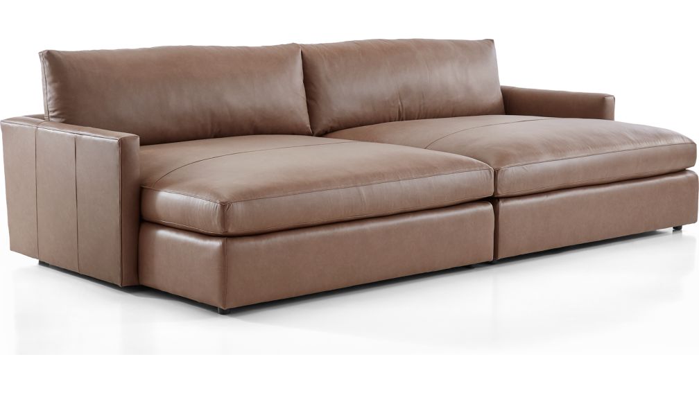 Lounge II Petite Leather 2-Piece Double Chaise Sectional Sofa + Reviews | Crate and Barrel