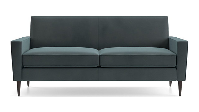 Torino Blue Velvet Modern Apartment Sofa Reviews Crate And Barrel