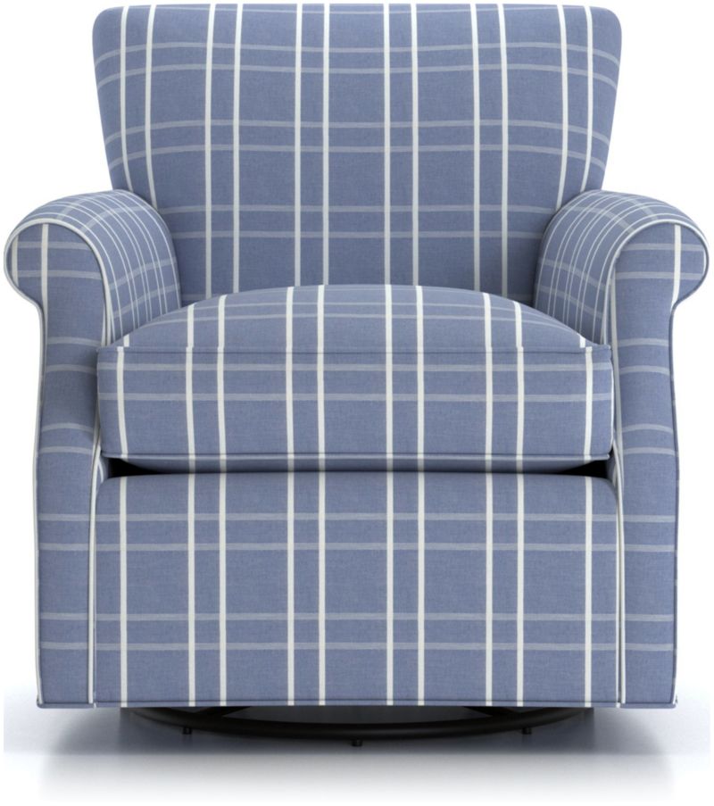 Elyse Plaid Blue Swivel Accent Chair + Reviews Crate and Barrel