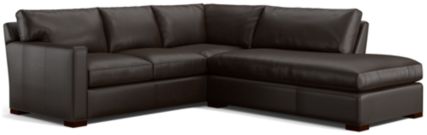 Axis II Leather 2-Piece Right Bumper Sectional Sofa (Left Arm Corner Sofa, Right Bumper) shown in Libby, Espresso