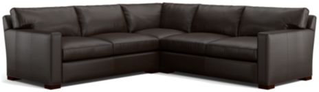 Axis II Leather 3-Piece Sectional Sofa (Left Arm Apartment Sofa, Corner, Right Arm Apartment Sofa) shown in Libby, Espresso