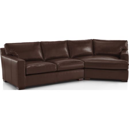 Axis Ii Leather 2 Piece Right Arm Angled Chaise Sectional Sofa
