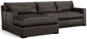 Axis II Leather 2-Piece Left Arm Double Chaise Sectional Sofa (Left Arm Double Chaise, Right Arm Apartment Sofa) shown in Libby, Espresso