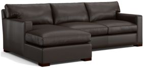 Axis II Leather 2-Piece Sectional Sofa (Left Arm Chaise, Right Arm Apartment Sofa) shown in Libby, Espresso