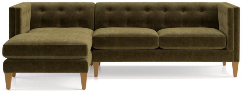 Aidan Velvet Olive Green Sectional Sofa Reviews Crate And Barrel