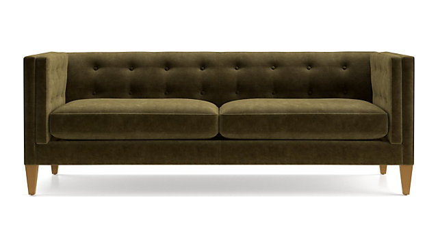 Aidan Dark Green Velvet Sofa Reviews Crate And Barrel Tap To Zoom Aidan Velvet Tufted Sofa Shown In Como Olive