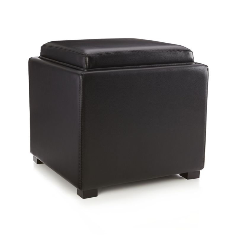 Stow Onyx 17" Leather Storage Ottoman in Ottomans & Cubes + Reviews
