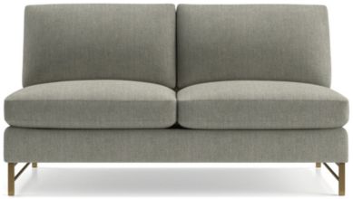 Tyson Armless Loveseat with Brass Base shown in Vail, Storm