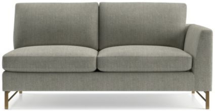 Tyson Right Arm Sofa with Brass Base shown in Vail, Storm