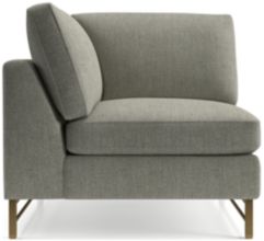 Tyson Left Corner Chair with Brass Base shown in Vail, Storm