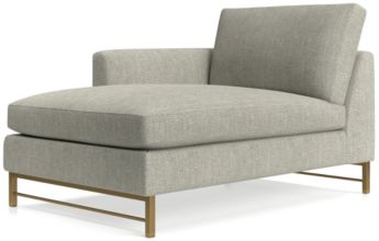 Tyson Left Arm Chaise with Brass Base shown in Vail, Storm