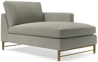 Tyson Right Arm Chaise with Brass Base shown in Vail, Storm