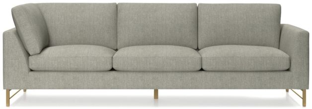 Tyson Right Arm Corner Sofa with Brass Base shown in Vail, Storm