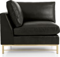 Tyson Leather Right Corner Chair with Brass Base shown in Logan, Smoke