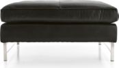 Tyson Leather Square Cocktail Ottoman with Stainless Steel Base shown in Logan, Smoke