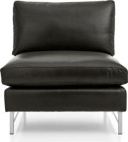 Tyson Leather Armless Chair with Stainless Steel Base shown in Logan, Smoke