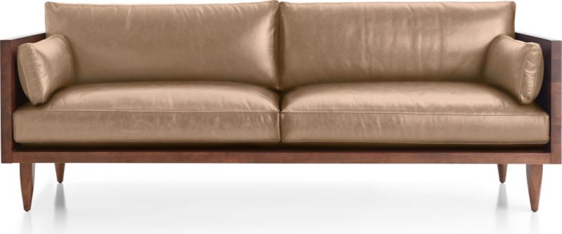 Sherwood Leather 2Seat Exposed Wood Frame Sofa + Reviews Crate and