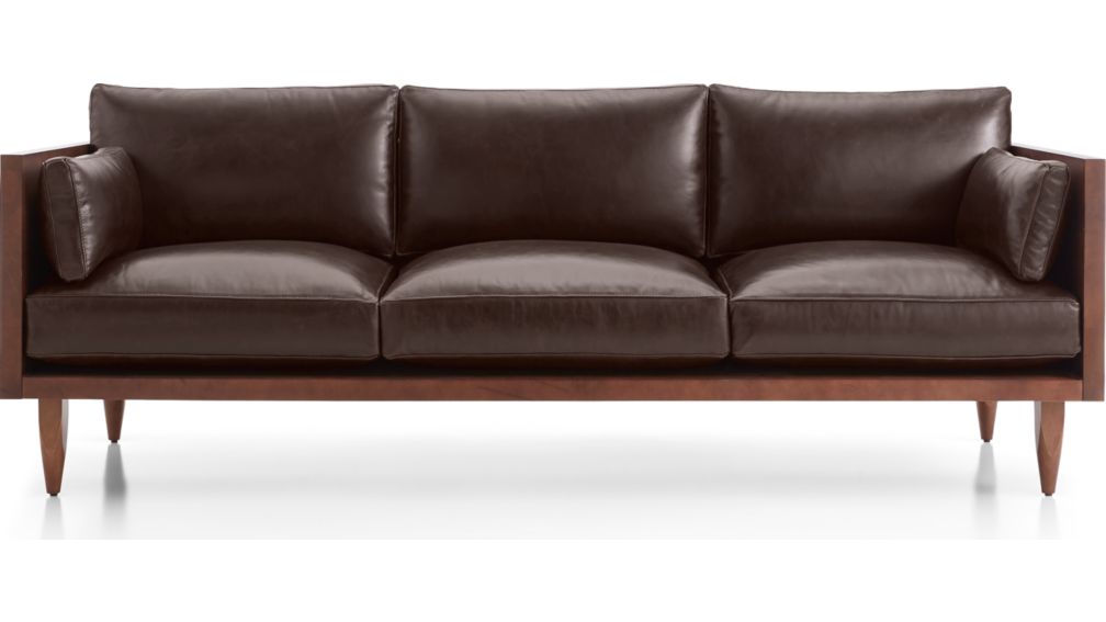 Sherwood Leather 3Seat Exposed Wood Frame Sofa + Reviews Crate and