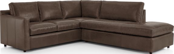 Barrett Leather 2-Piece Right Bumper Sectional(Left Arm Corner Sofa, Right Bumper) shown in Libby, Storm