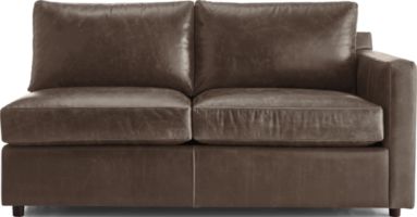 Barrett Leather Right Arm Apartment Sofa shown in Libby, Storm