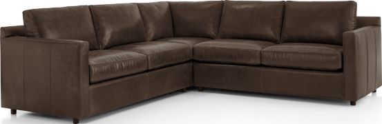 Barrett Leather 3-Piece Sectional(Left Arm Apartment Sofa, Corner, Right Arm Apartment Sofa) shown in Libby, Storm
