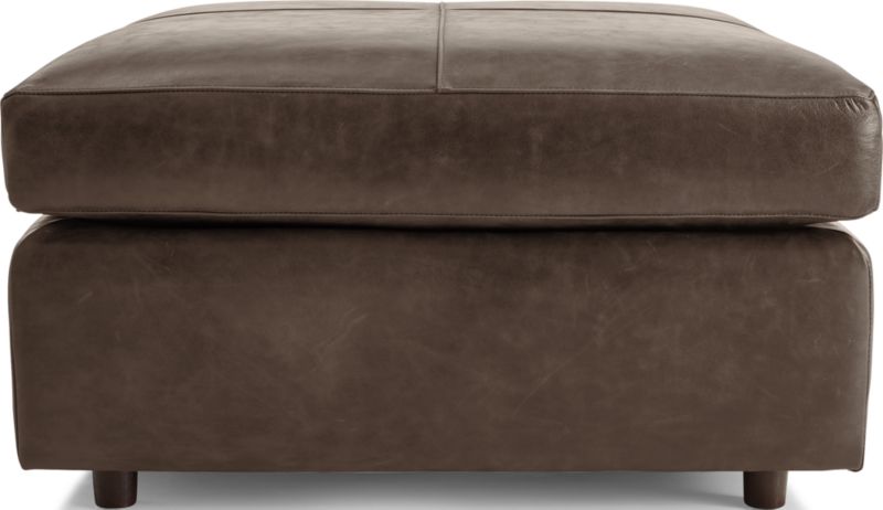 Barrett Leather Square Cocktail Ottoman + Reviews Crate and Barrel