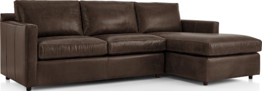 Barrett Leather 2-Piece Right Arm Chaise Sectional(Left Arm Apartment Sofa, Right Arm Chaise) shown in Libby, Storm